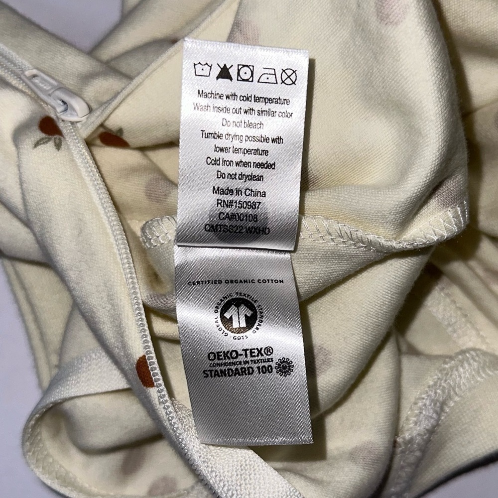 NWOT Quincy Mae 100% Organic Cotton Gender Neutral Oranges Zip One Piece 3-6 M - Picture 7 of 7